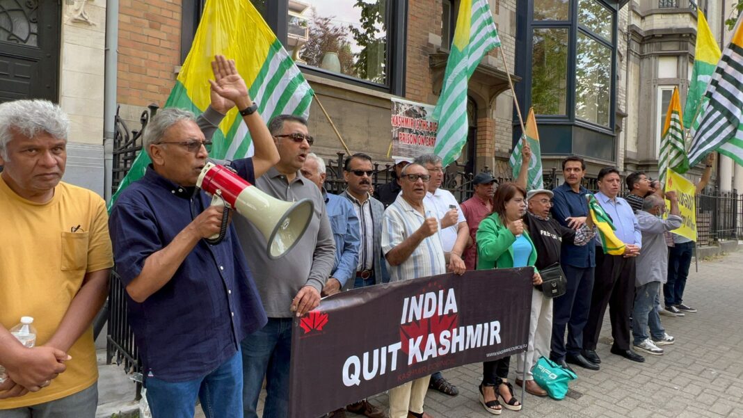 Protest held in Brussels against Indian brutalities in IIOJK