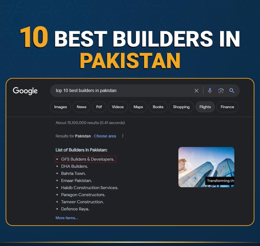 GFS Builders lead in the google ranking
