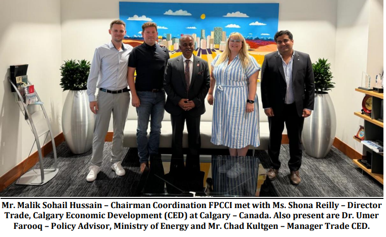 Malik Sohail invited Canadian companies to explore investment in Pakistan