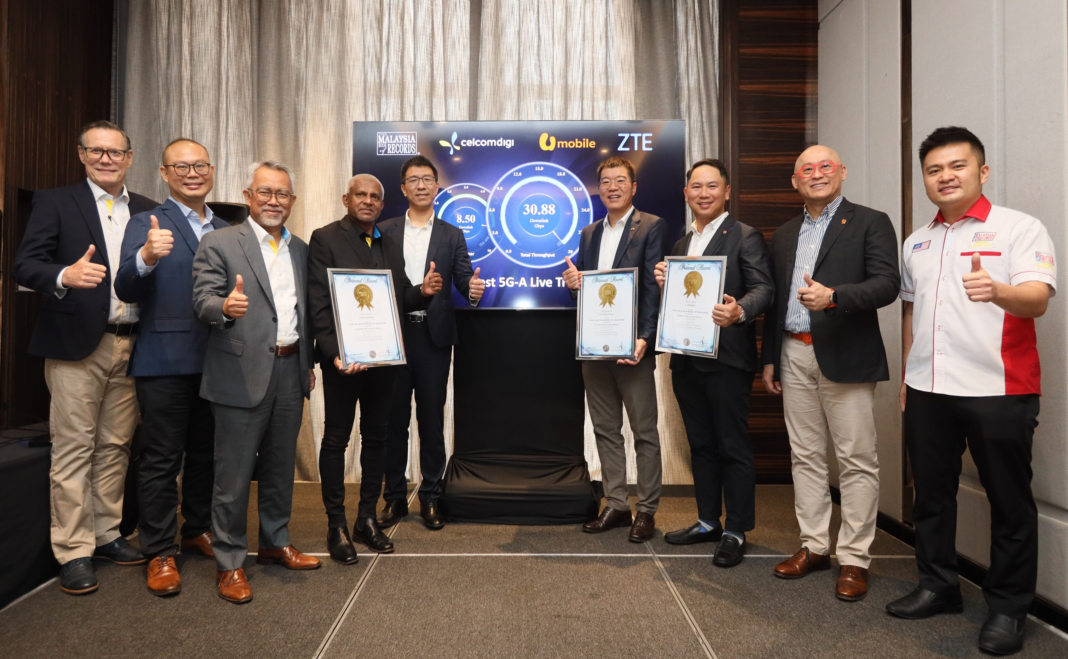 CelcomDigi, U Mobile and ZTE set new record for fastest mobile speed at 30.8Gbps, powered by 5G-Advanced