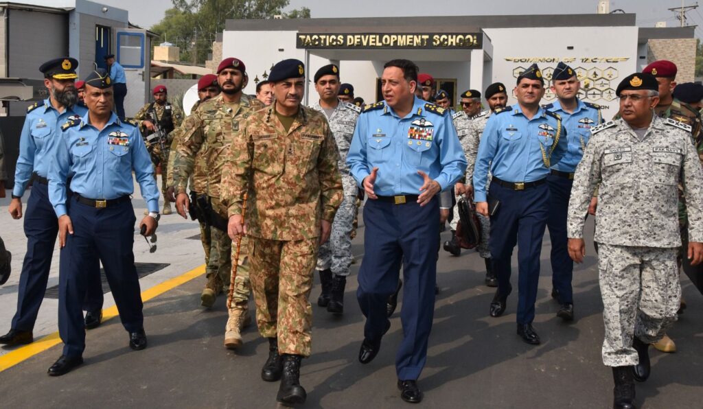 Army chief visits PAF air base to witness exercise Indus Shield-2024