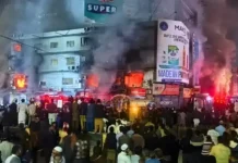 Blaze rages for 10 hours at Gul Plaza; death toll rises to five
